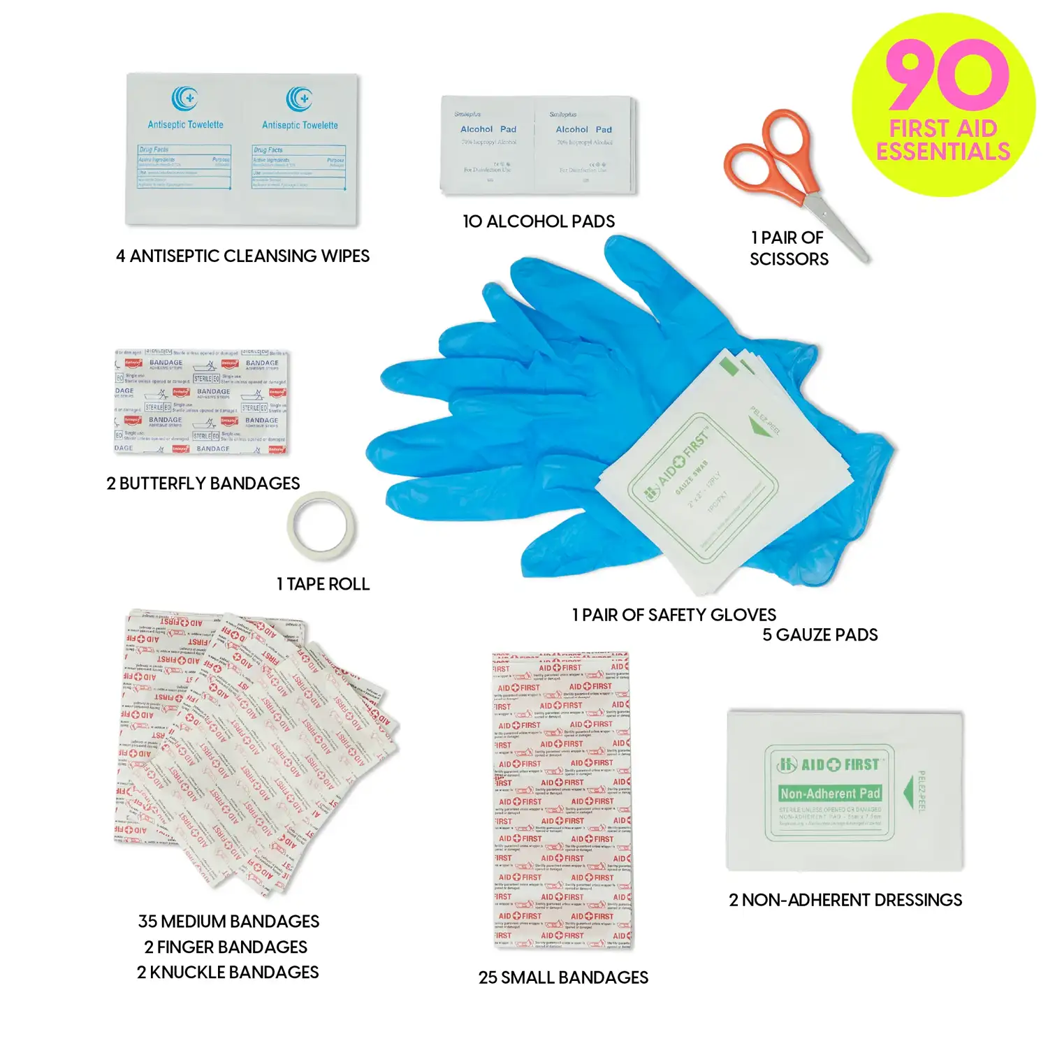 BLINGSTING Car First Aid Kit - 90 Pieces Included, Pink, 1 Count, 5 in x 5 in 2 in - Image 2