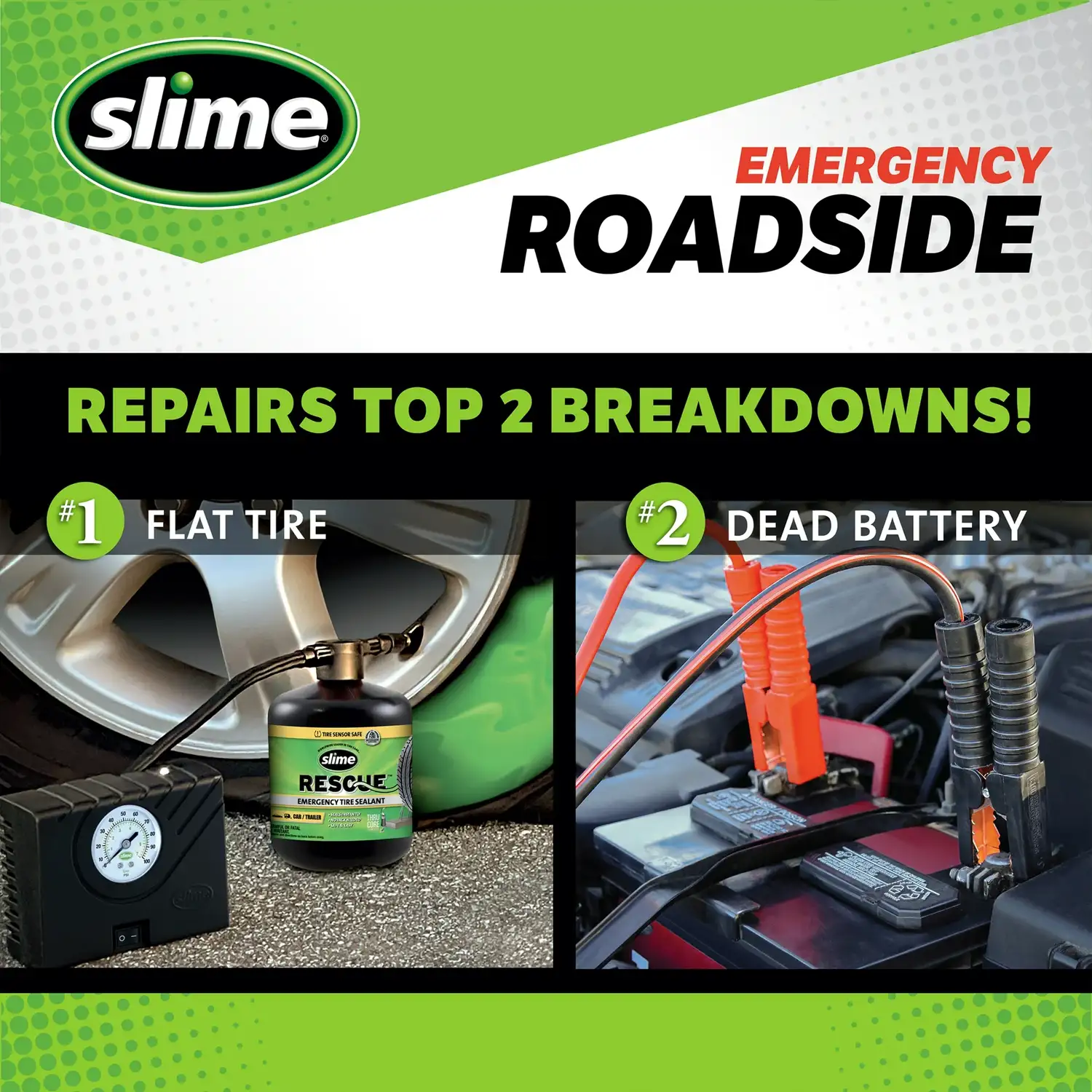 Slime Emergency Roadside Kit with Tire Inflator, Jumper Cables and Tire Sealant - Image 3
